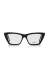 Saint Laurent Mica Cat-eye Acetate Glasses In Black