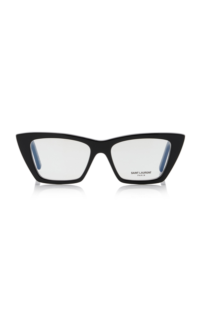 Saint Laurent Mica Cat-eye Acetate Glasses In Black