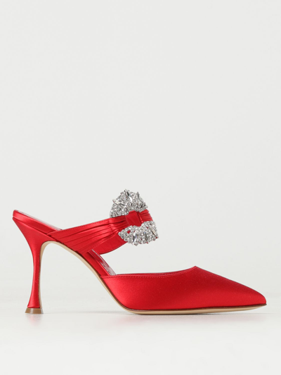 Manolo Blahnik 90mm Maidugura Satin Mules In Beige