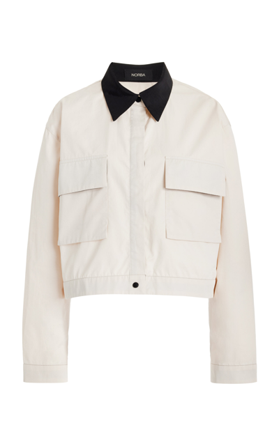 Norba Cropped Organic Cotton-twill Jacket In Ivory
