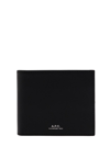 APC 'ALLY' BLACK BI-FOLD WALLET WITH EMBOSSED LOGO IN LEATHER MAN