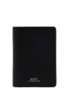 APC 'STEFAN' BLACK CARD-HOLDER WITH EMBOSSED LOGO IN LEATHER MAN