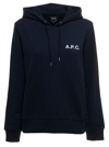 APC A.P.C WOMAN'S BLUE COTTON HOODED HOODIE