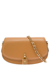 MICHAEL MICHAEL KORS BEIGE CROSSBODY BAG WITH DECORATIVE BRANDED  PADLOCK CHARM IN LEATHER WOMAN