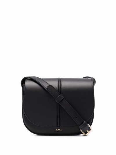 Apc Betty  Crossbody Bag In Black Leather With Logo Woman