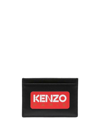 KENZO BLACK CARDHOLDER WITH LOGO PRINT IN LEATHER MAN