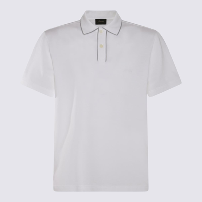 Brioni Logo-embroidered Cotton Polo Shirt In White