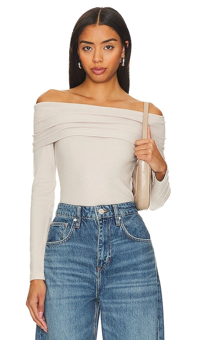 Lna Linnea Brushed Rib Top In Stone