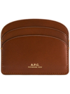 APC DEMI LUNE BROWN LEATHER CARD HOLDER WITH LOGO A.P.C. WOMAN