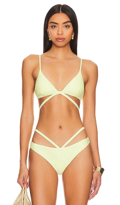Simkhai Harlen Triangle Bikini Top In Chartreuse