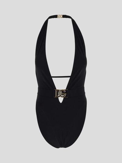 Dolce & Gabbana One-piece Swimsuit In Black