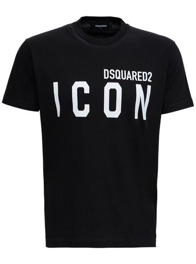 DSQUARED2 ICON COTTON T-SHIRT WITH LOGO PRINT