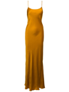 Victoria Beckham Maxi Orange Slip Dress In Fluid Acetate Blend Woman In Orange