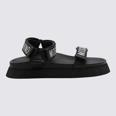 Moschino Black Rubber Logo Sandals