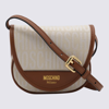 MOSCHINO MOSCHINO IVORY CANVAS AND LEATHER ALLOVER CROSSBODY BAG