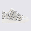 Moschino Logo Leather Mid Top Sneakers In White