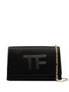 TOM FORD BLACK SHOULDER BAG WITH TF LOGO DETAIL IN COCO LEATHER WOMAN