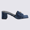 Versace 55mm Denim Mules In Blue