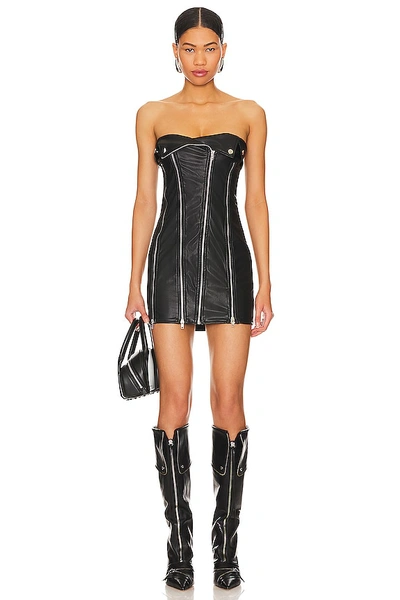 Superdown Elora Faux Leather Dress In Black