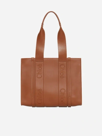 Chloé Medium Woody Shopping Bag In Caramel