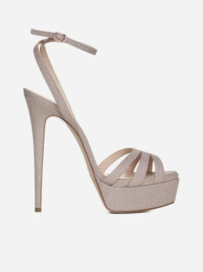 Le Silla Sandals Lola 140 Glitter In Beige