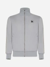 Palm Angels Monogram Embroidered Zipped Jacket In Light Grey,black