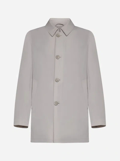 Herno Single-breasted Trench Coat In Pearl Grey