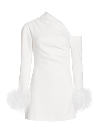 16arlington Women's Adelaide Crepe Feather-cuff Minidress In White