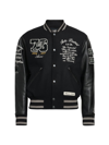 Amiri Eagle-patch Wool-blend And Leather Varsity Jacket In Black