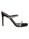 Stuart Weitzman Women's Aleena Royale 100mm Embellished Suede Sandals In Black