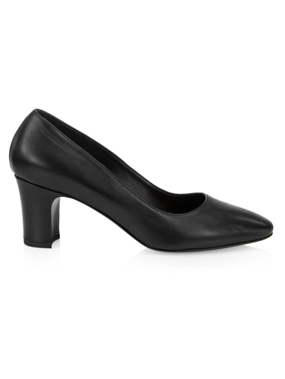 The Row Women's Luisa 65mm Leather Block-heel Pumps In Black