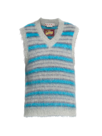 MARNI MEN'S STRIPED MOHAIR-BLEND SWEATER VEST