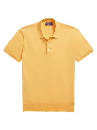 Ralph Lauren Purple Label Men's Fine-knit Cotton Short-sleeve Polo Shirt In Sun Yellow