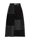 RE/DONE WOMEN'S LEATHER PATCHWORK MIDI-SKIRT