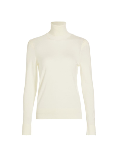 Chloé Pull Col Roulé Oversize Femme Blanc Taille L 100% Cachemire In Iconic Milk