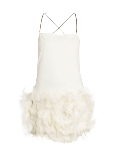 Attico Women's Feather Hem Minidress In White