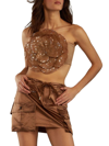 Cynthia Rowley Women's Sequined Floral Bandeau Top In Caramel Multi