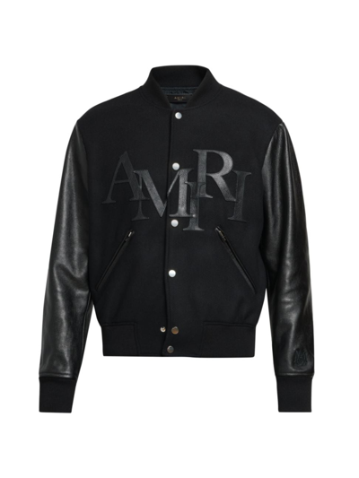Amiri Men's Staggered Logo Varsity Jacket In Black
