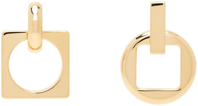 Jacquemus Gold Le Chouchou 'les Pendantes Rond Carré' Earrings In 270 Light Gold