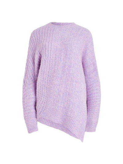 Allsaints Selena Asymmetric Wool Blend Sweater In Lilac Haze