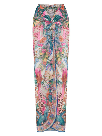 Camilla Women's Floral Twist-front Maxi Sarong In Flowers Of Neptune
