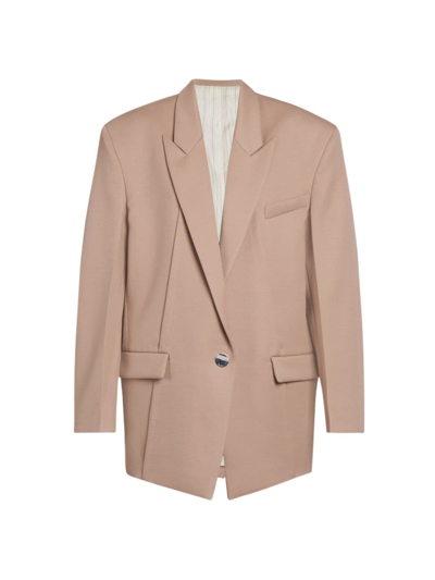 Attico Glen Oversized Single-breasted Blazer In Brown