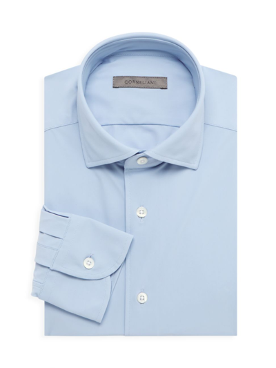 Corneliani Men's Stretch Button-front Dress Shirt In Light Blue