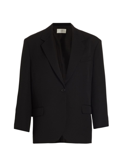 The Row Viper Silk-panel Single-breasted Blazer Jacket In Black