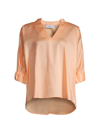 Harshman Medina Blouson-sleeve V-neck Cotton Blouse In Apricot Ice