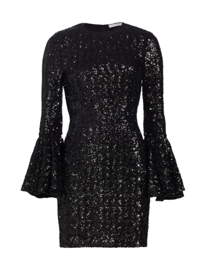 Michael Kors Women's Sequin-embellished Ruffle-sleeve Minidress In Black