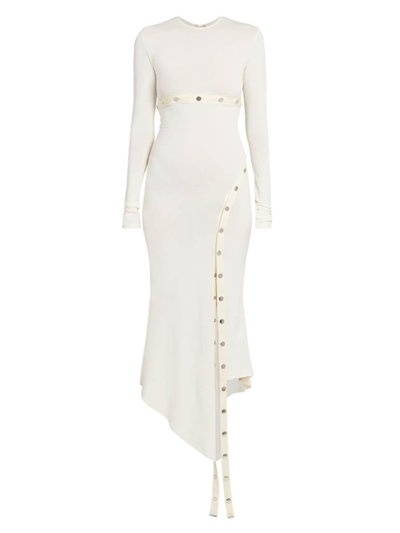 Attico Stretch Jersey Long Sleeve Midi Dress In White