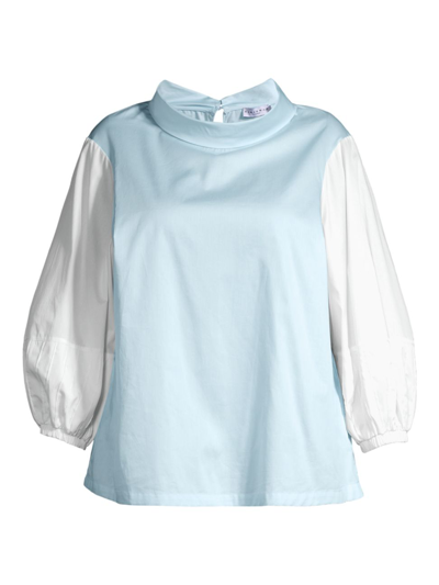 Harshman Women's Plus Perry Cotton Tunic In Light Blue White