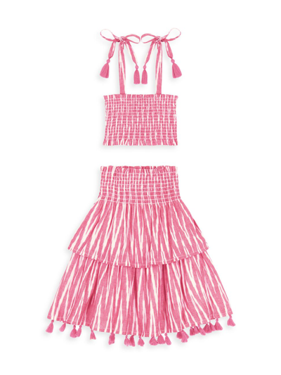 Mer St. Barth Little Girl's & Girl's Noelle Smocked Top & Maxi Skirt Set In Pink