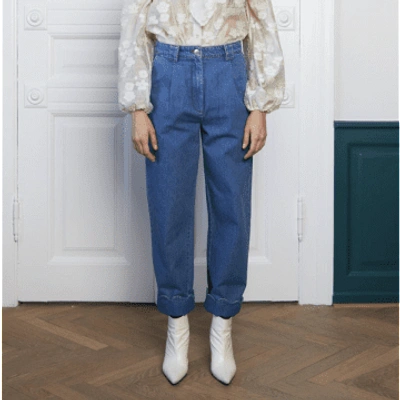 Stella Nova Denim Scalloped Hem Trousers In Blue | ModeSens